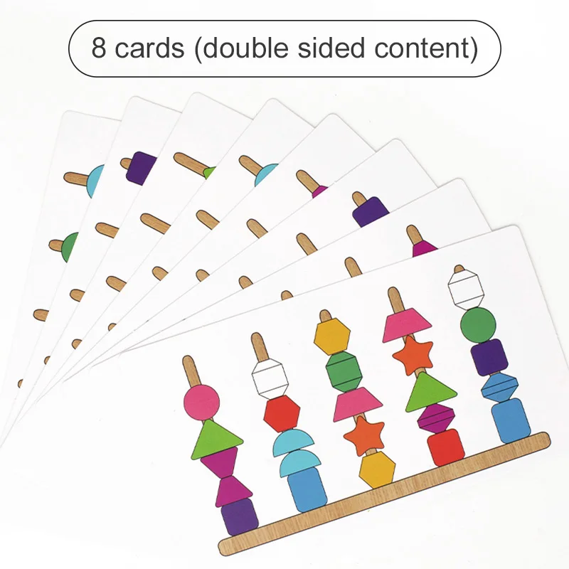 Montessori Wooden Toys Color Shape Matching Puzzle Game Colorful Beaded Color Cognition Educational Toys Gift For Children Kids