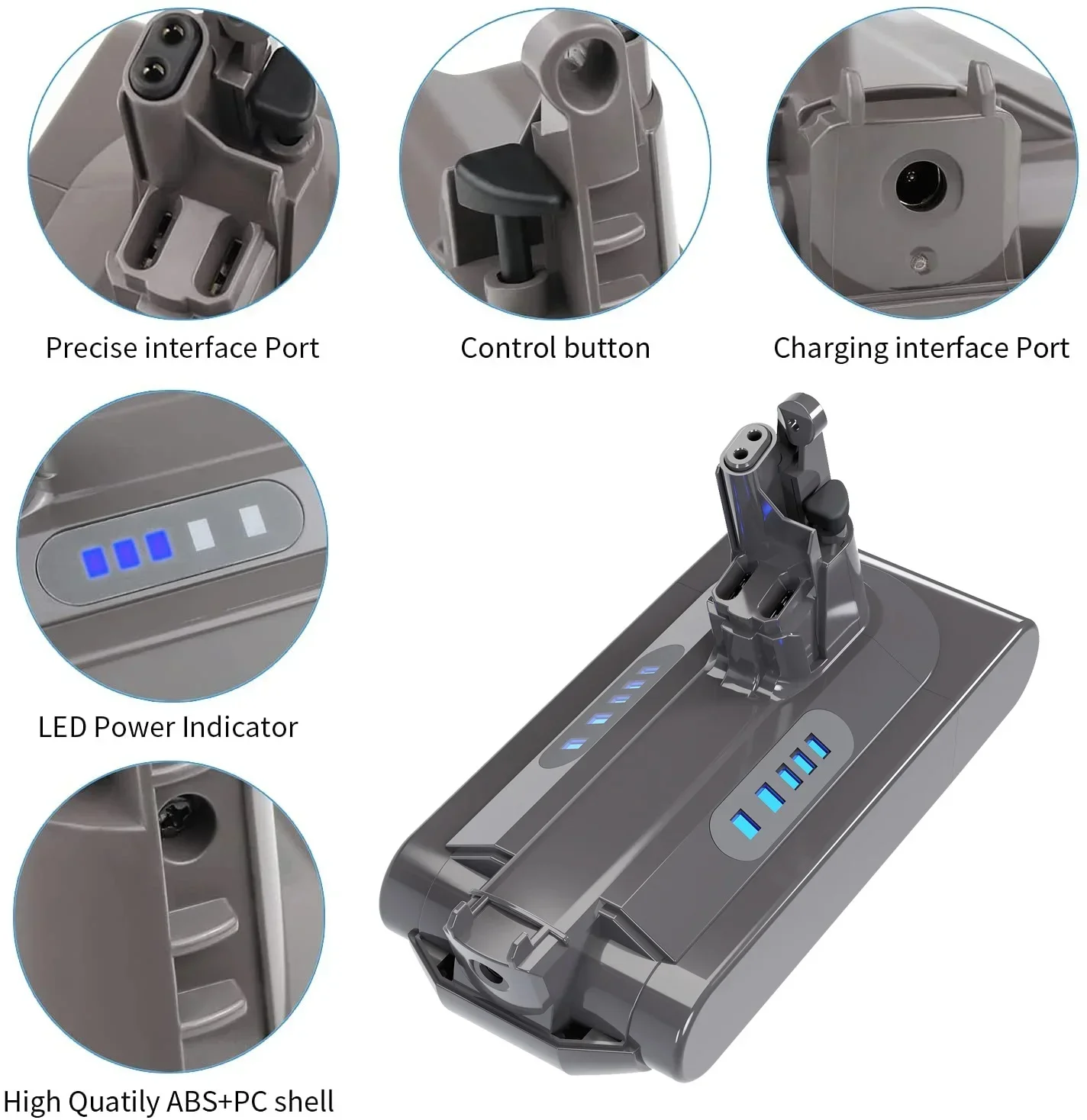 25.2V 8000mAH is suitable for replacing lithium-ion batteries in Dyson V10 vacuum cleaners and SV12 batteries