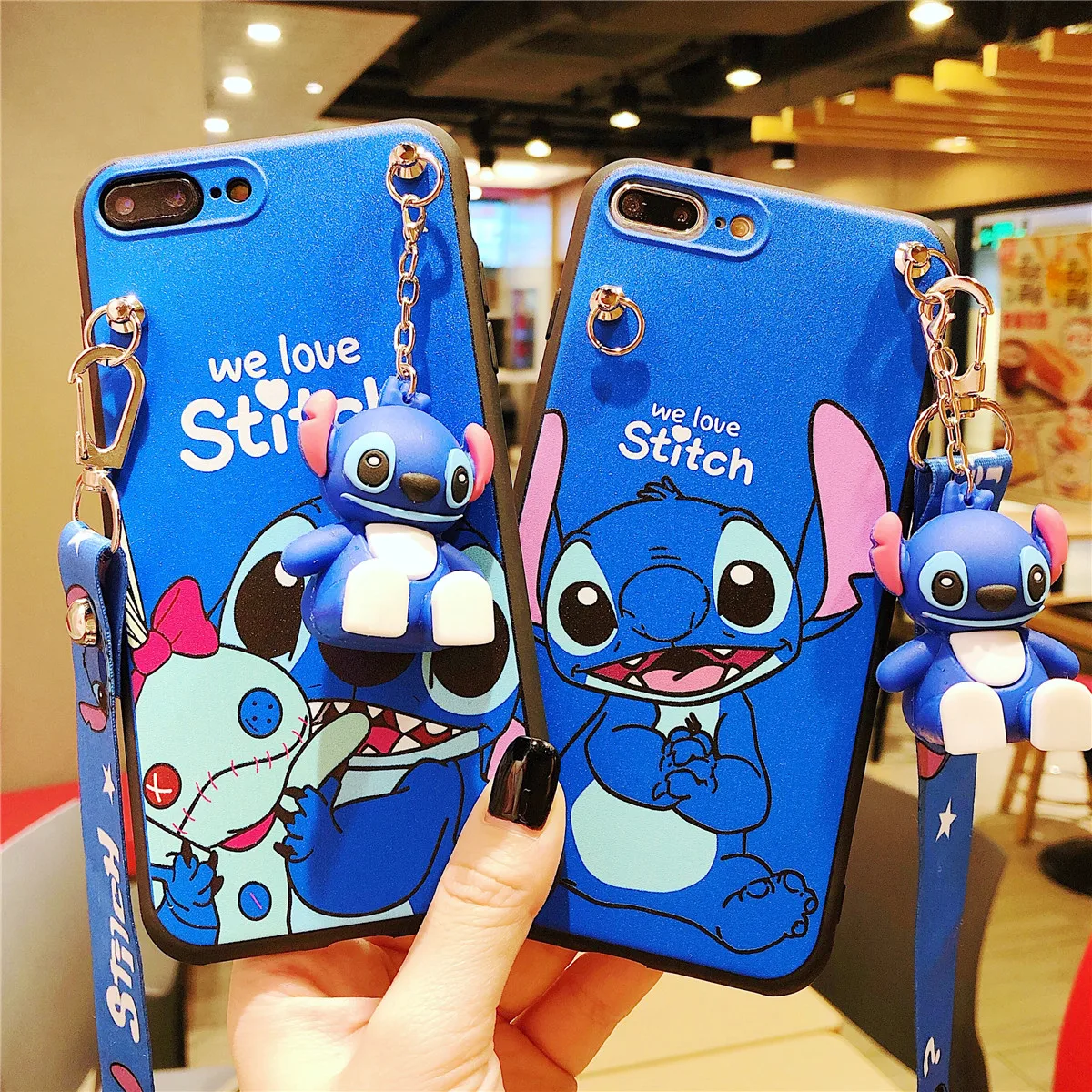 Stitch For Xiaomi Redmi 8 8A 9 9A 9T 9C 10 10A 10C A1 Note 7 8 9 9s 10 11 Pro POCO M3 X3 M4 Phone Case With Holder Rope