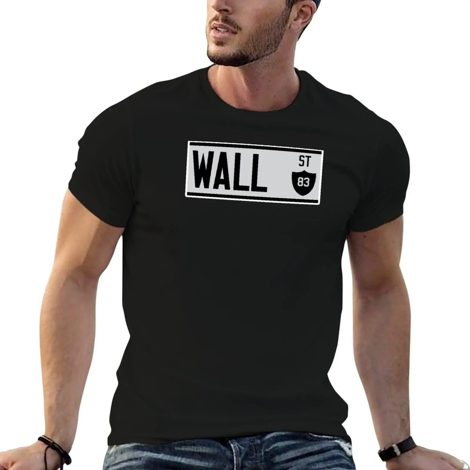 WALL STREET T-Shirt blacks street wear mens cotton t shirts