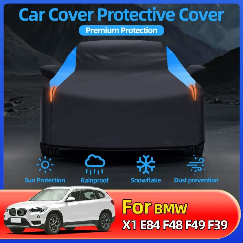 Полный автомобильный чехол, водонепроницаемый, для улицы, дождя, снега, солнца, защиты от ультрафиолета, пылезащитный чехол, черный, синий, двойной цвет для BMW X1 E84 F48 F49 F39 Полный автомобильный чехол, водонепроницаемый, для улицы, дождя, снега, солнца, защиты от ультрафиолета, пылезащитный чехол, черный, синий, двойной цвет для BMW X1 E84 F48 F49 F39