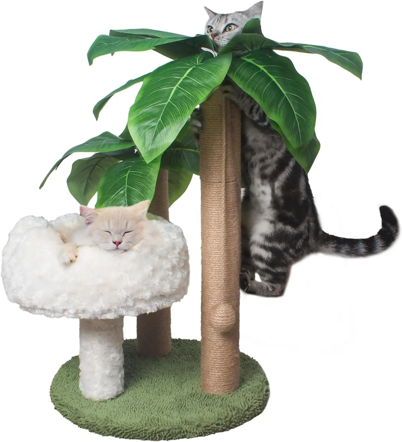 

Cat Scratching Post Palm Tree with Bed Cloud Cat Tree for Indoor Large Cats 3 Scratching Poles Sisal Hanging Balls for Cat Perch