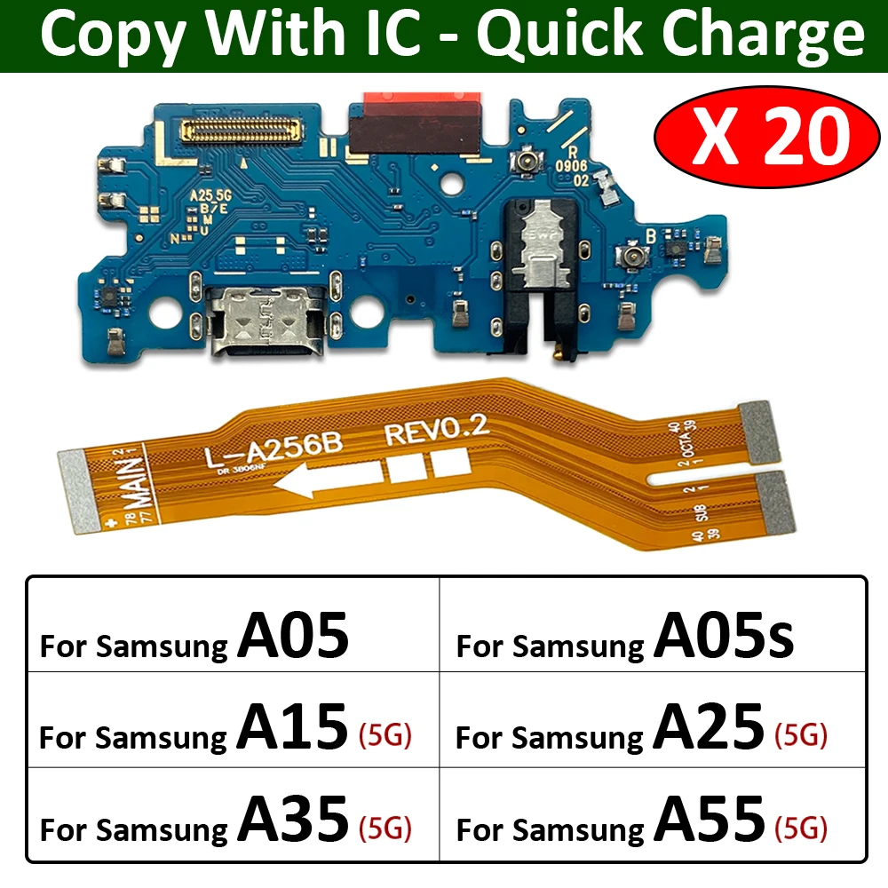 

20Pcs/Lot, Dock Connector Micro USB Charger Charging Port Flex Cable Board For Samsung A05 A05s A15 A25 A35 A55 5G