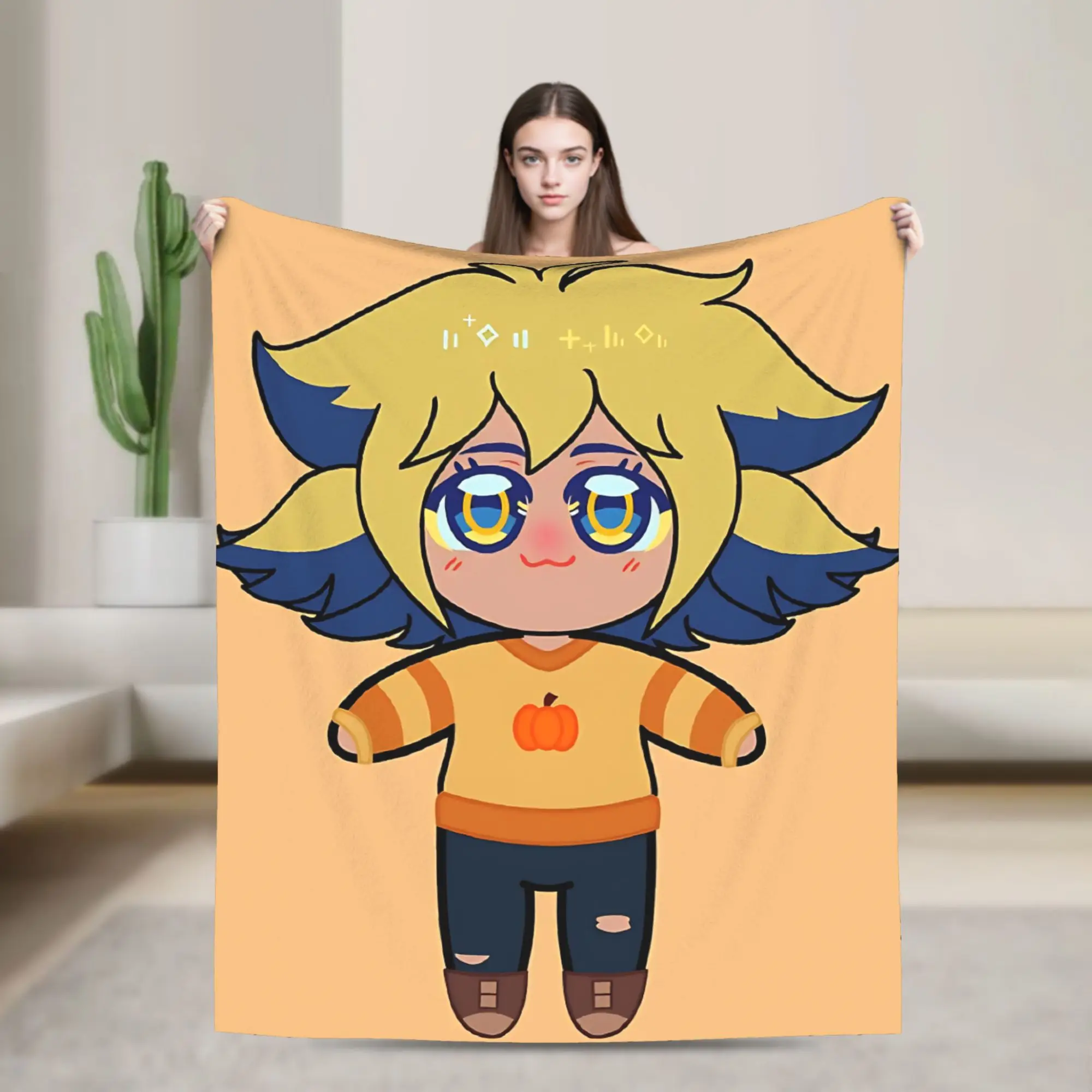 Trickcal Chibi Go Vee TOH Plushie Style Flannel Blankets Winter Soft Throw Blanket for Girls Outdoor Bedspread Sofa Bed Cover