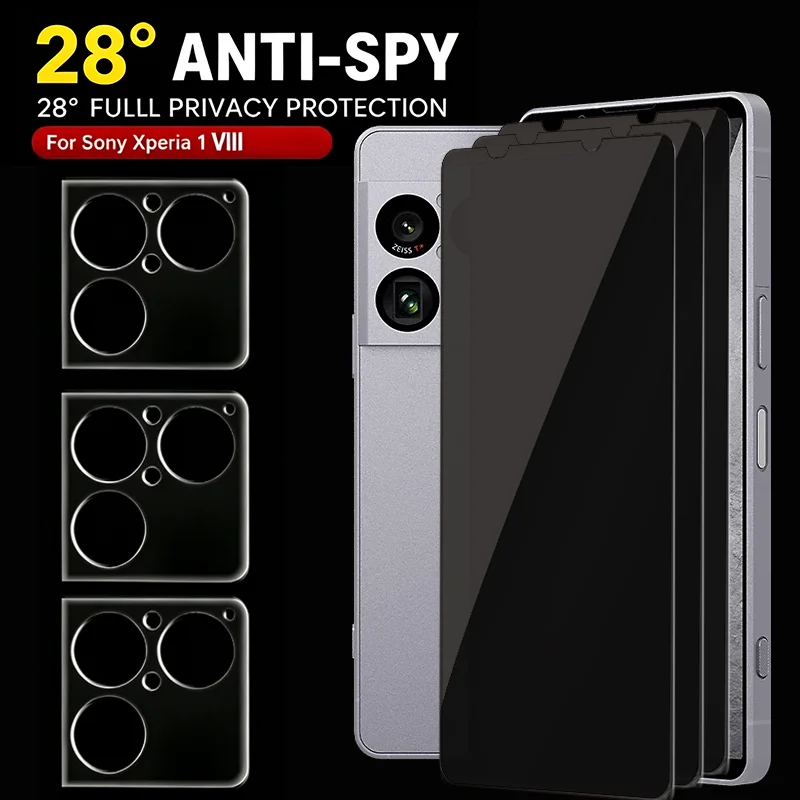 Privacy Screen Protector for Sony Xperia 1 VIII 2026, 28 Degree Anti-Peep Full Coverage Tempered Glass, Exact Cut Case
