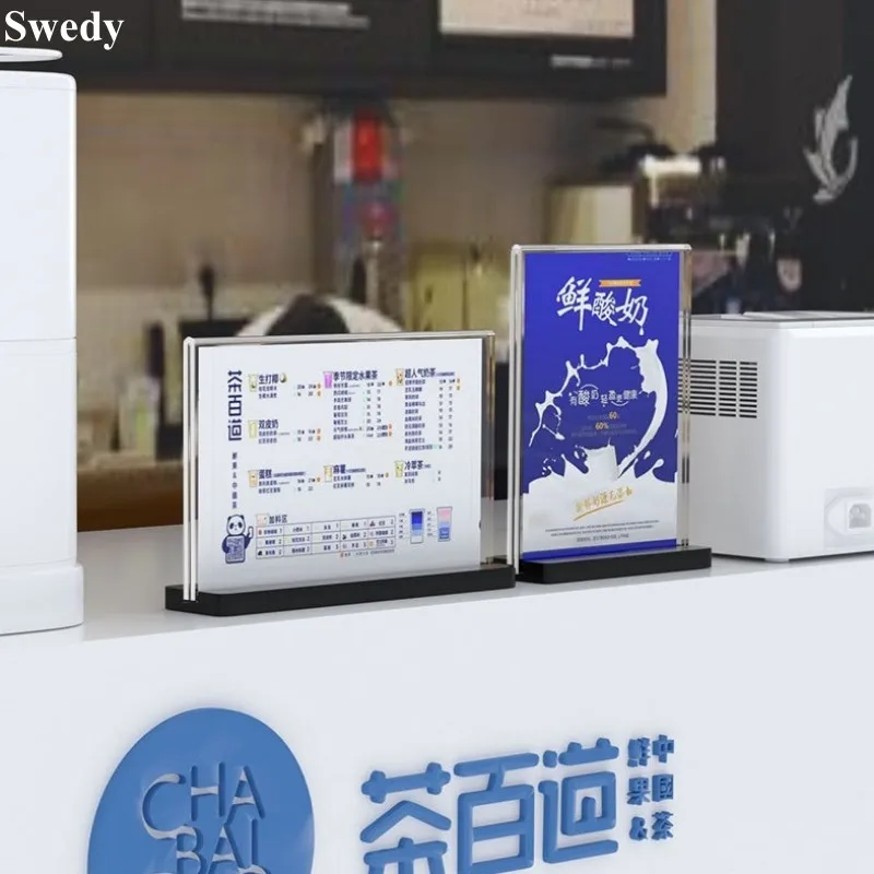 A5 148x210mm T Shape Acrylic Sign Holder Display Stand Plastic Restaurant Menu Paper Card Stand Photo Picture Poster Frame