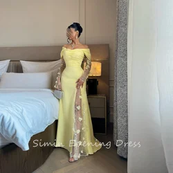 Simin فستانسهرة Luxury Party Dress Off-the-shoulder Crepe Long Sleeve elegant Formal Saudi evening gala dress for women 2024