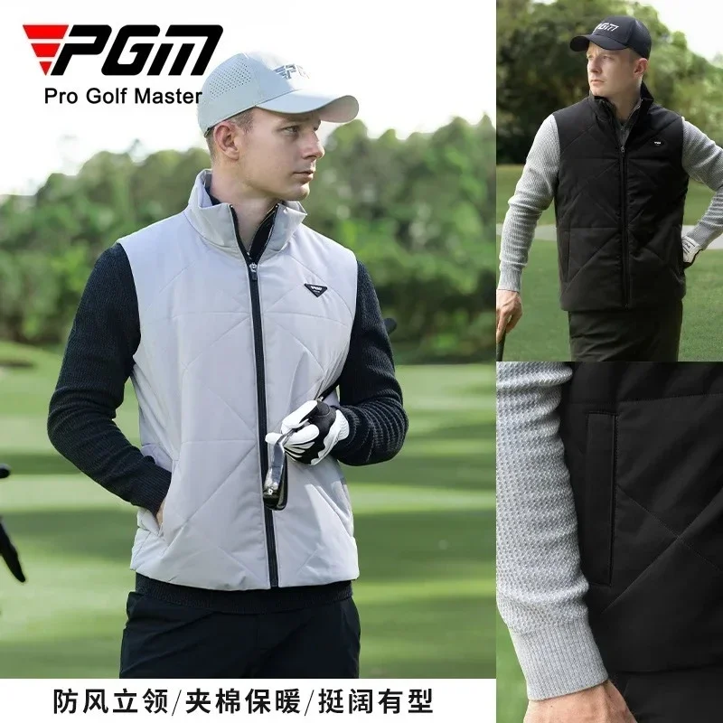 PGM Golf Clothing Men's Cotton Vest Autumn And Winter Windproof Stand-up Collar Warm Vest Jacket Versatile Top Women