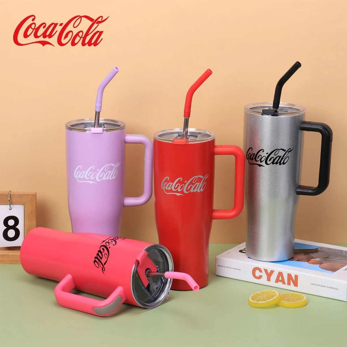 

Coca Cola Big Mac Insulated Cup with Large Capacity 40OZ/600ML High Beauty Straw Water Cup for Men and Women