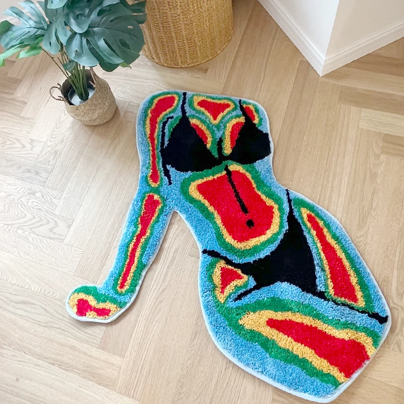 Colorful Female Body Shape Tufted Rug Aesthetic Home Warm Decor Carpet Plush Fluffy Soft Multiple Color Home Decor Living Room