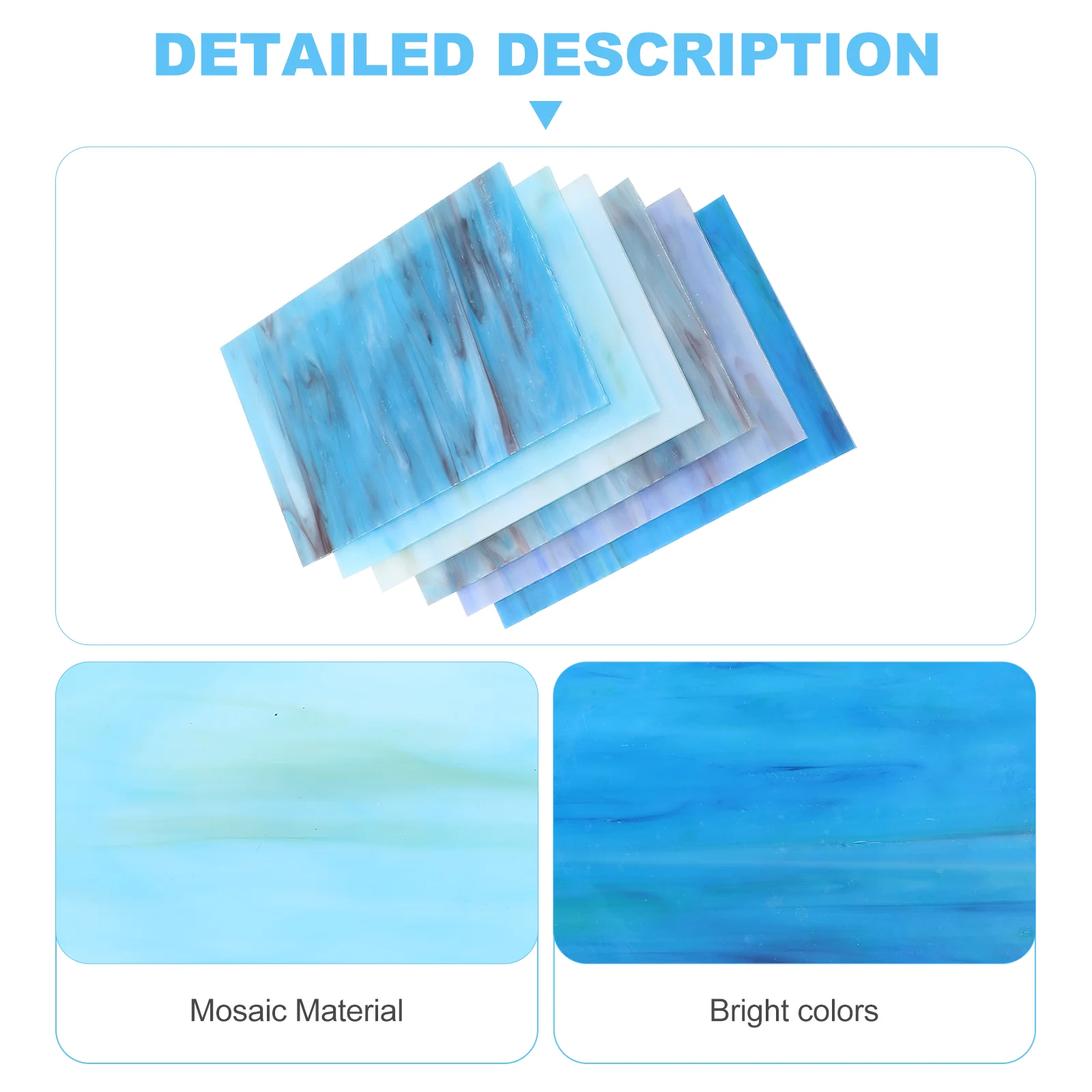 6 Pcs Colored Glass Sheet Sheets Mosaic Tiles Crafts Stained Panels Ceramic Cathedral Pack Square