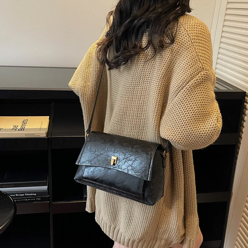 

2025 New Vintage Korean Style Small Square Bag for Women, Genuine Leather Multi-way Crossbody Shoulder Purse, Retro Chic Tote