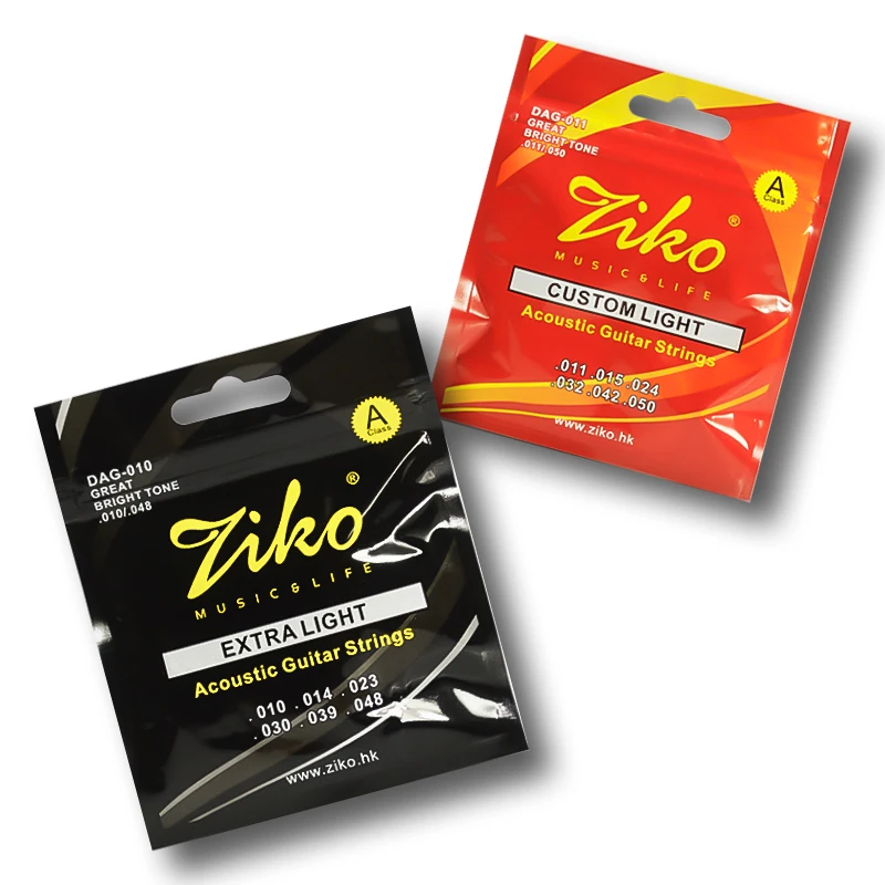 ZIKO Guitar Strings for Acoustic DAG 010 / 011 Steel Core Brass Winding Guitar Accessories for Beginners & Practice