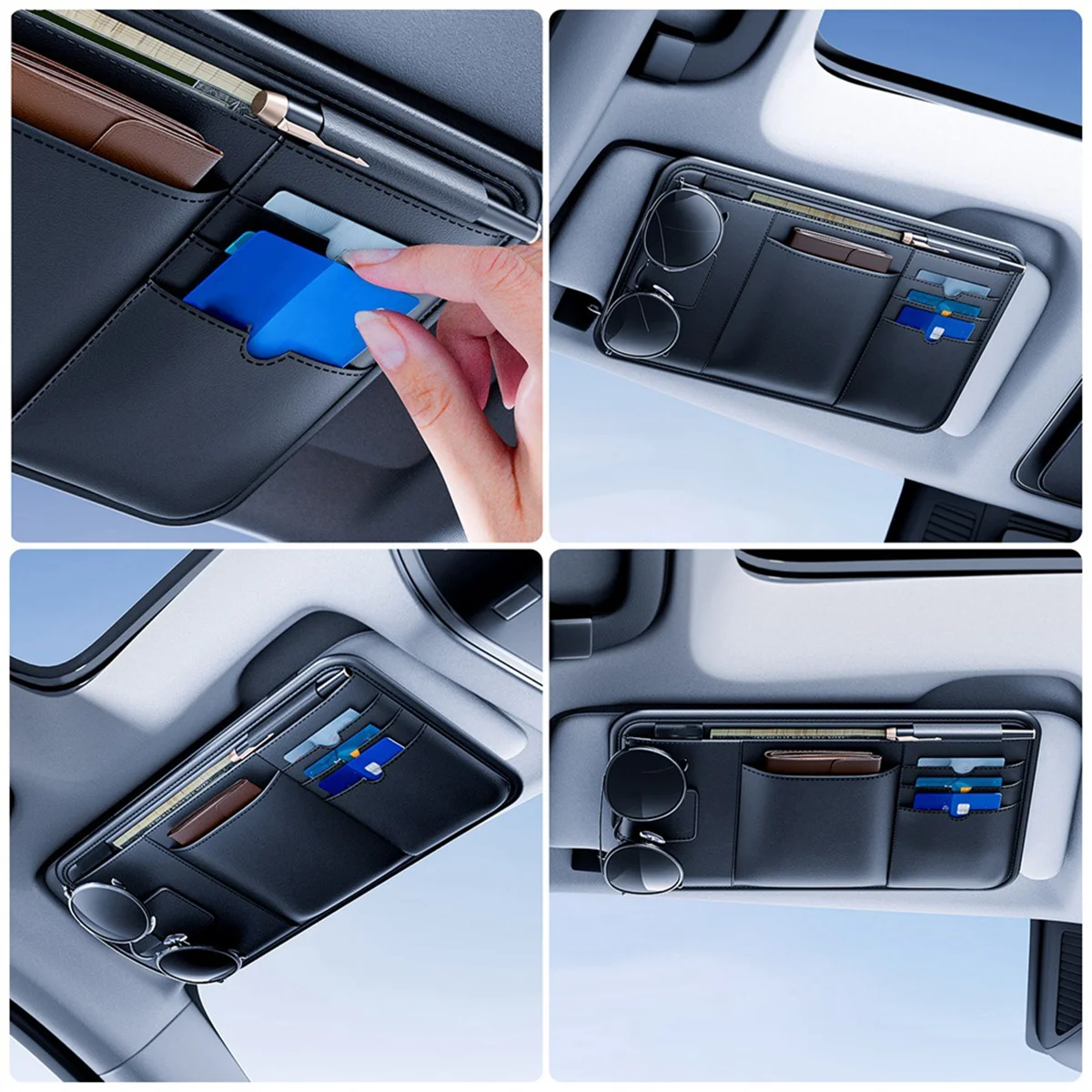 Car Visor Storage Device Multi-Function Light Shield Glasses Bag Card Driver'S License Clip Car Storage Case Accessories