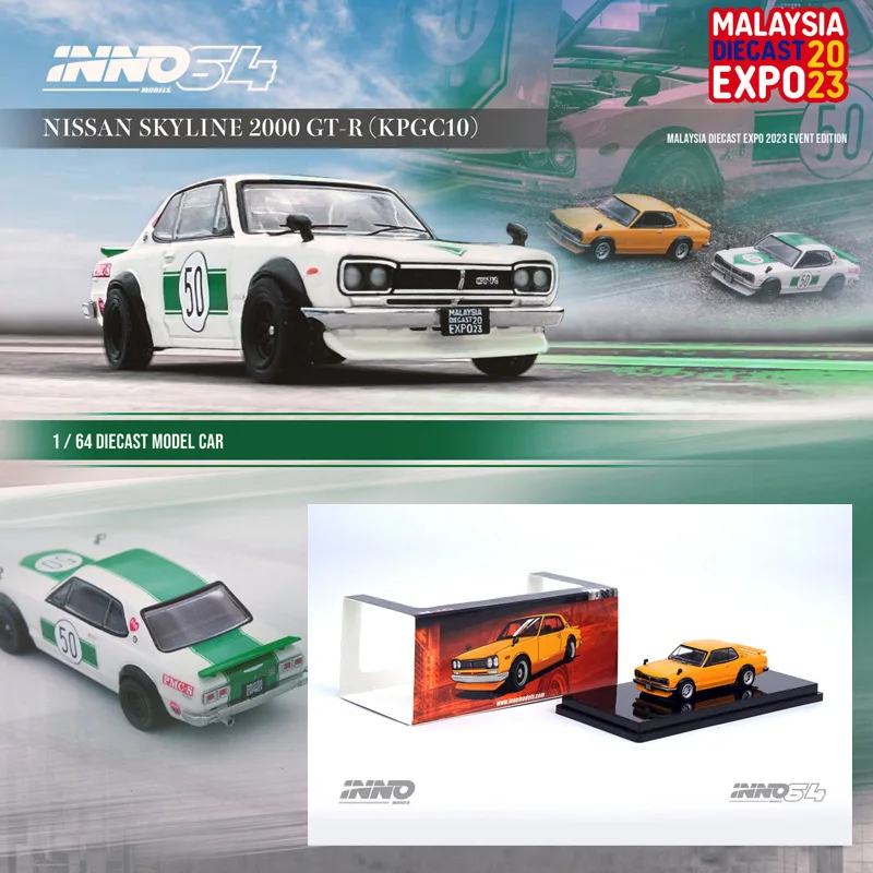 INNO  1:64 Nissan 2000 Skyline GT-R KPGC10 Malaysia Show Edition Alloy Car model Collection gift