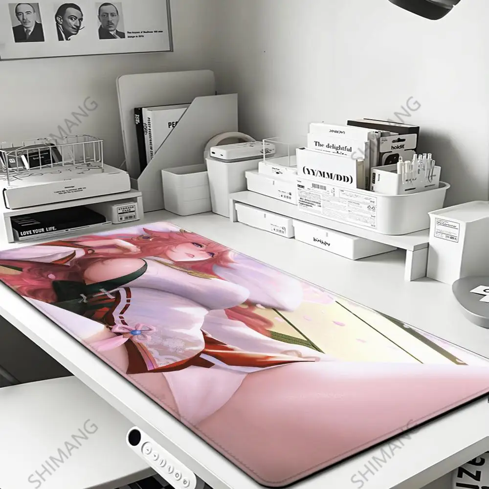 

Yae Miko Mouse Pad Pc Gamer Desk Mat Genshin Impact Gaming Accessories Mausepad Keyboard Deskmat Laptop Anime Cute Girl Mousepad