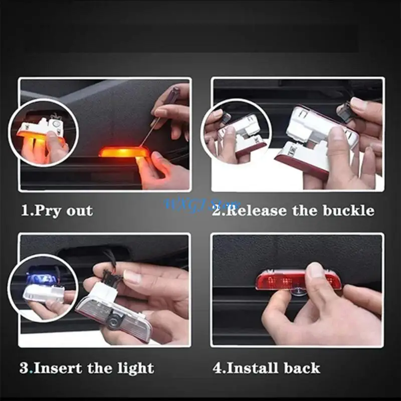 37JE Intelligent Auto On Off Vehicle Door Projection Lamp Decorative LED Welcome Lamp