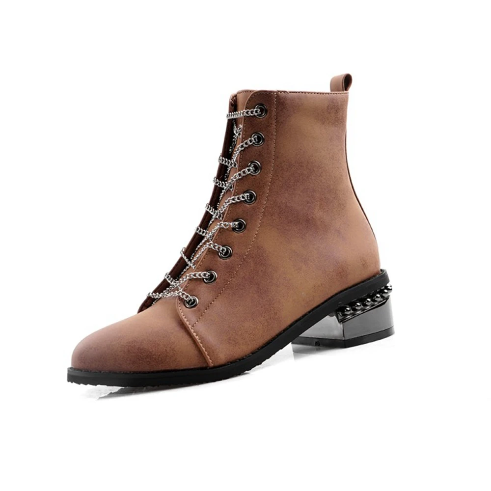Botas De Mujer Ankle Boots for Women Autumn Winter Fashion Cross Strap High Heels Platform Ladies Short Boots Big Size 48 034