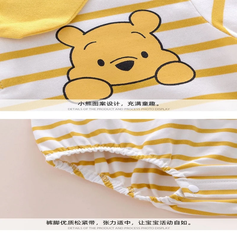 Girls Newborn Romper Socks 2pcs Clothes Set Baby Boys Cartoon Mickey Mouse Winnie The Pooh Cotton Jumpsuit Short Sleeve Bodysuit