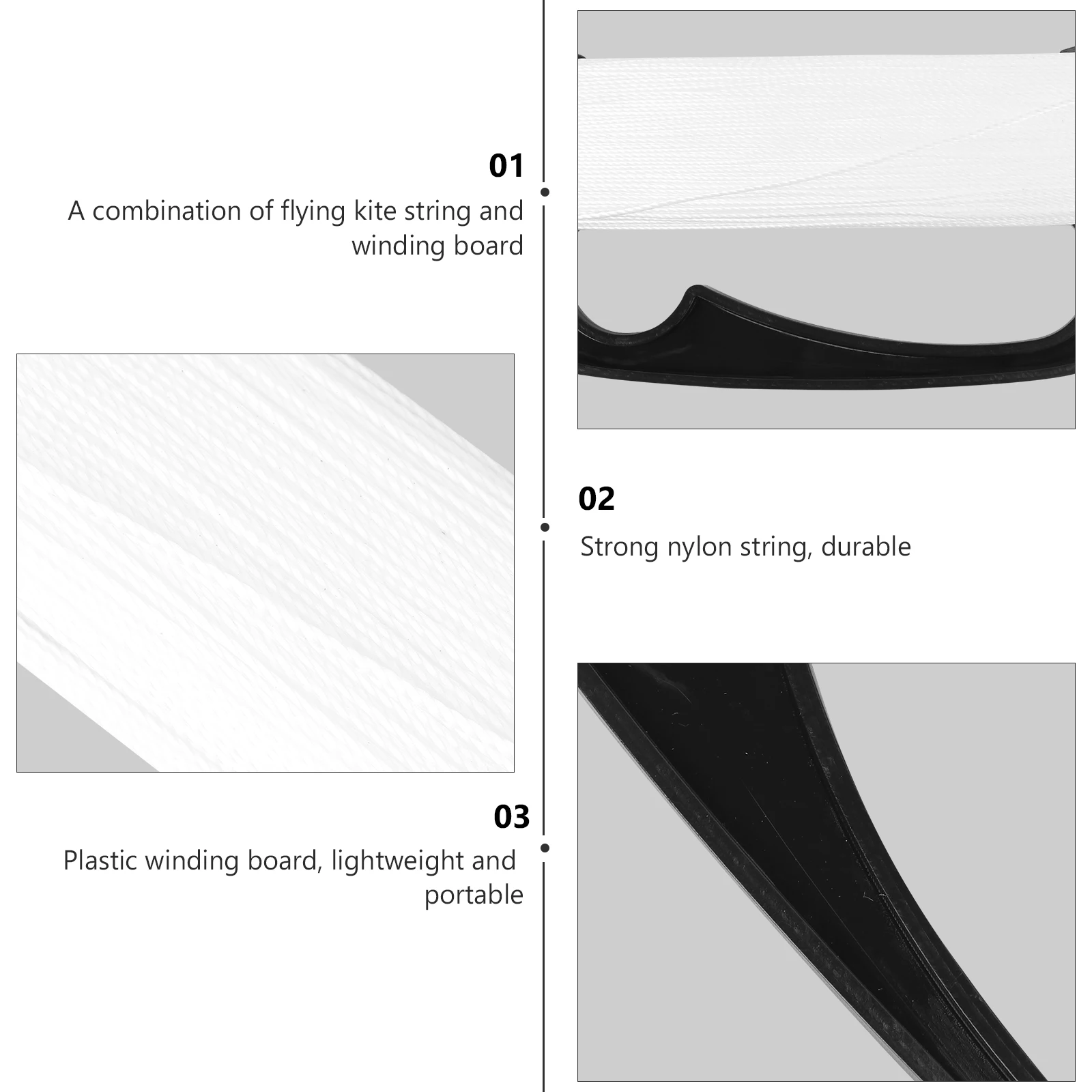 Tabla de bobinado de cometa, herramienta para deportes al aire libre, línea de vuelo de 100M con cinta para niños, 3 uds.