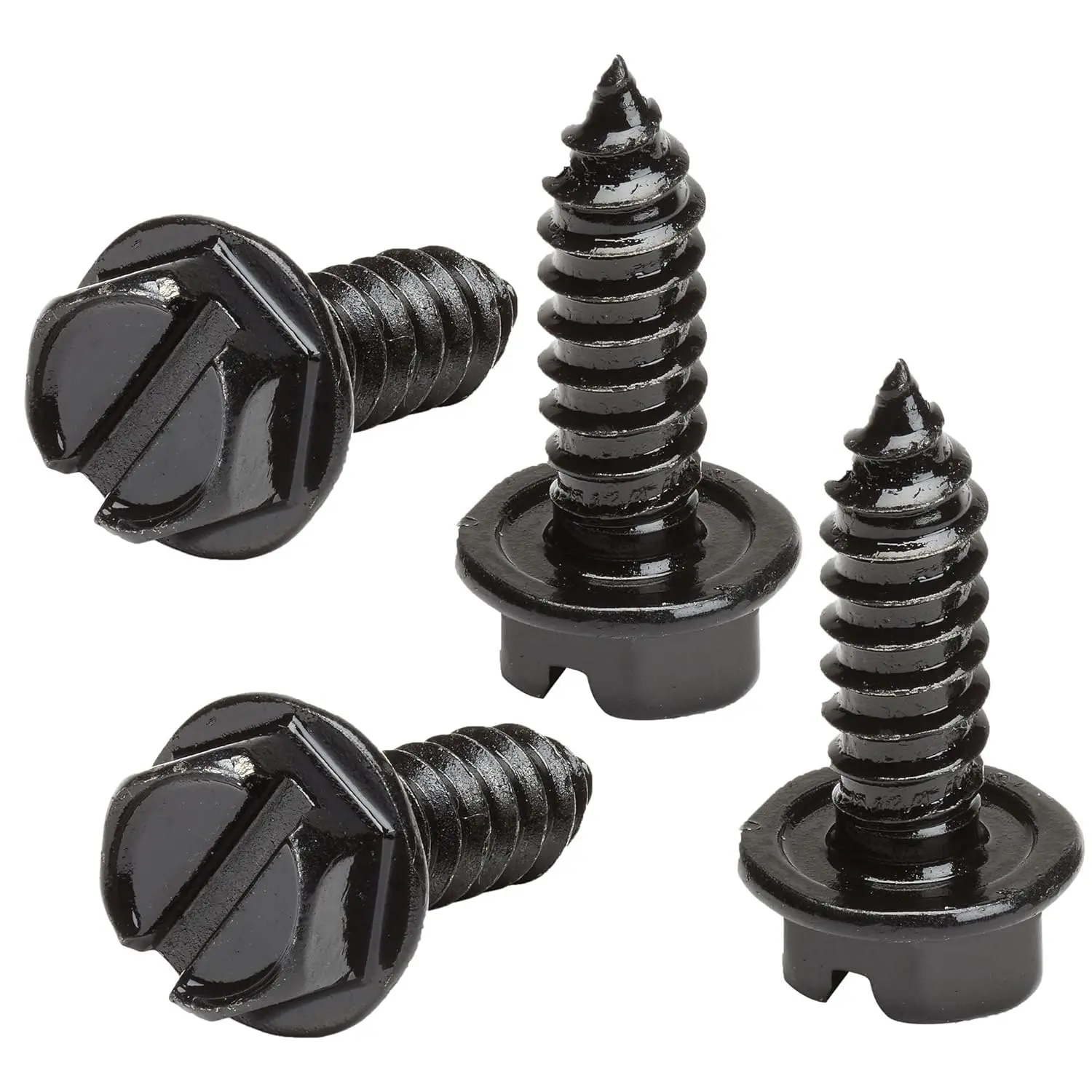 License Plate Screws with Rustproof Finish - License Plate Screw Kit for Front & Rear Plates - LicensePlate Bolts(4-Pack, Black)