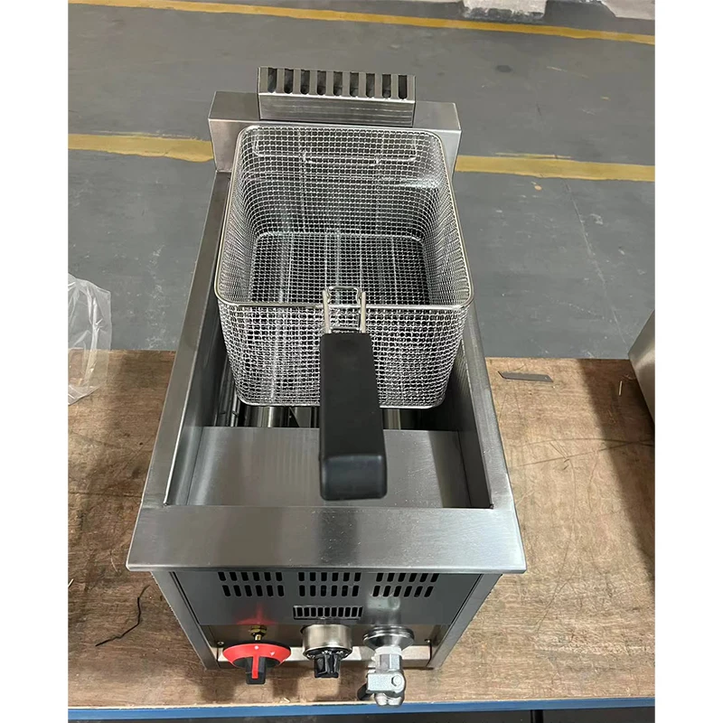 BSYH-7118 Factory Direct Single Tank Lpg Gas Fryer Commercial Counter Top Stainless Steel Gas Deep Fryer for Restaurant