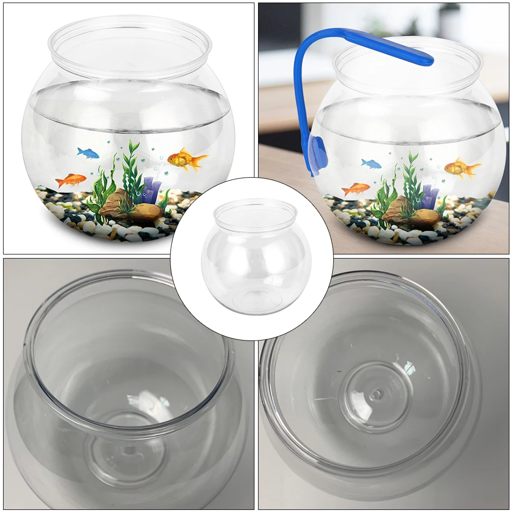 

2Pcs Super White Fish Tank Clear Plastic Bowl Mini Desktop Aquarium Easy Clean Decorative Household Landscape Tank Room