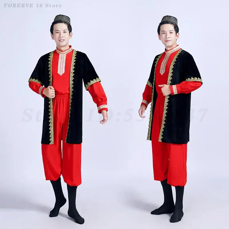 Costume de danse kazakh Xsilk pour hommes, vêtements de style ethnique, tenue de performance sur scène, vêtements traditionnels masculins, nouveauté rétro