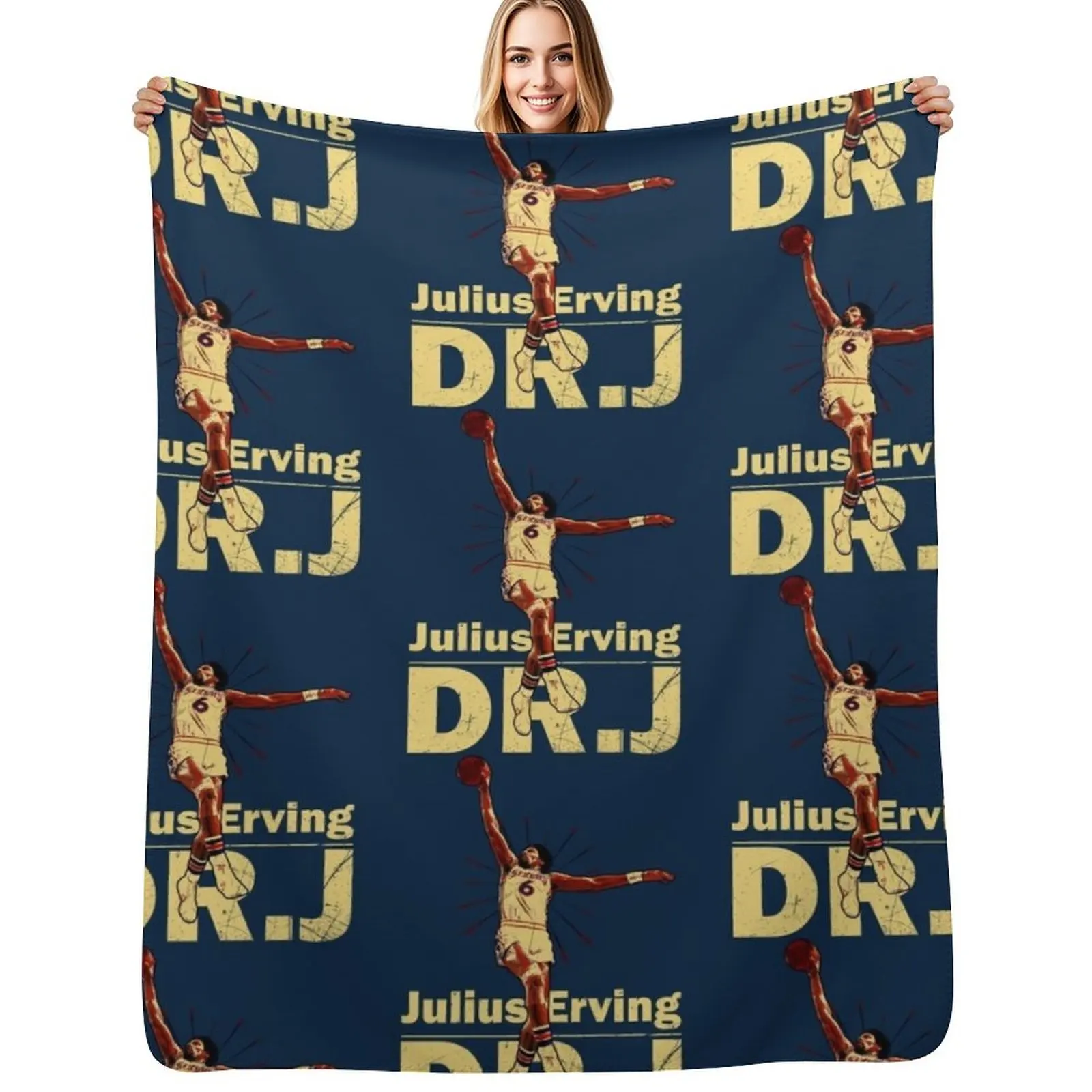 

Dr.J Julius Erving - Old School Dunk D Throw Blanket Soft Warm Blanket Gift for Men Women Adults
