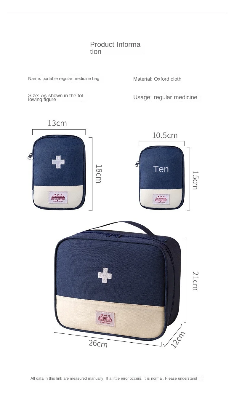 3 Teile/satz Tragbare Medizinische Lagerung Tasche Camping Notfall Erste Hilfe Kit Organizer Hause Outdoor Reisetasche – Detail 2