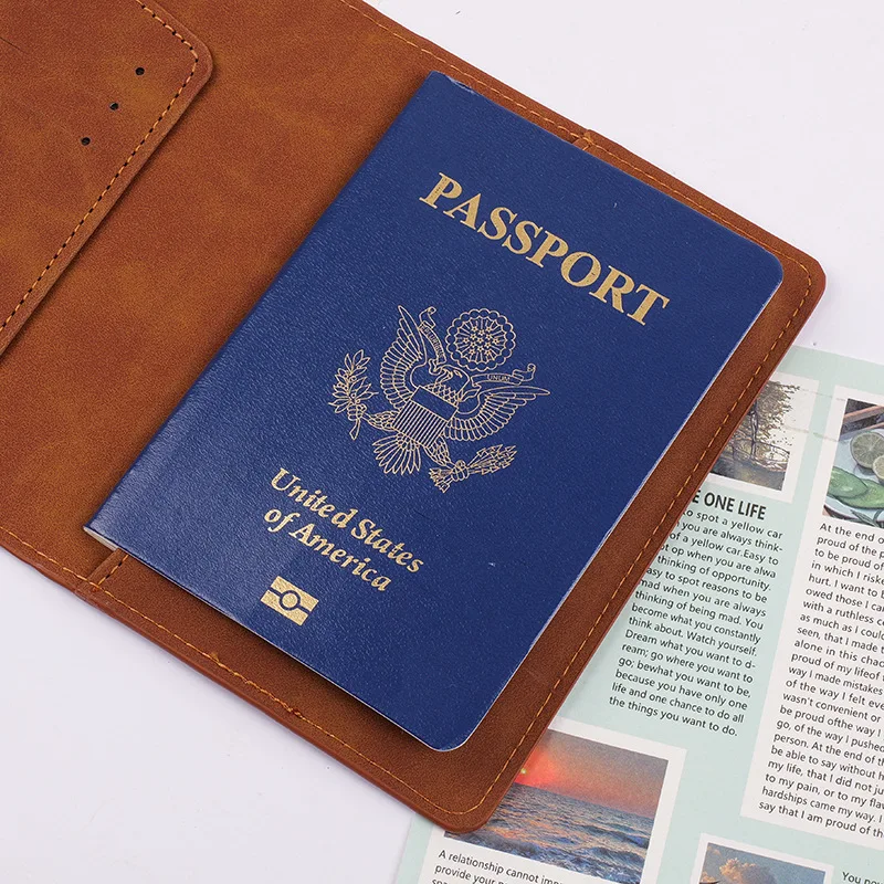 Passport Holder Map PU Passport Cover Travel Essential Cruise Must Have Passport Holders Slim and Portable for Travel