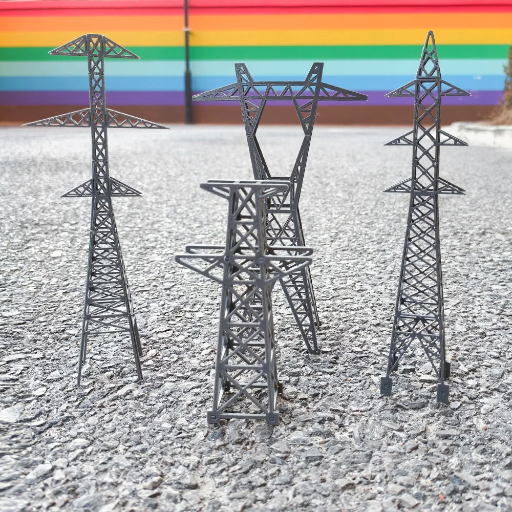 Mini Model Electric Power Tower 1:150/1:200 ABS High Voltage Tower Modeling Railway Train Sand Table Scene Layout Assembly Toys