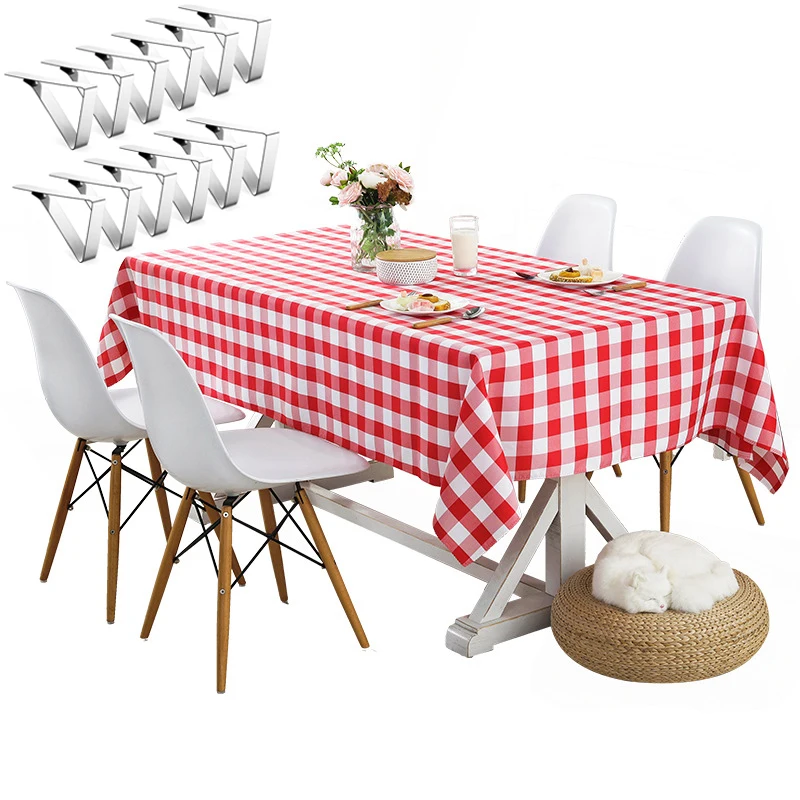 Reusable Checkered Tablecloth with Duty Table Clips Waterproof Spillproof Wrinkle Resistant for Outdoor Picnic/Party/Dining Use