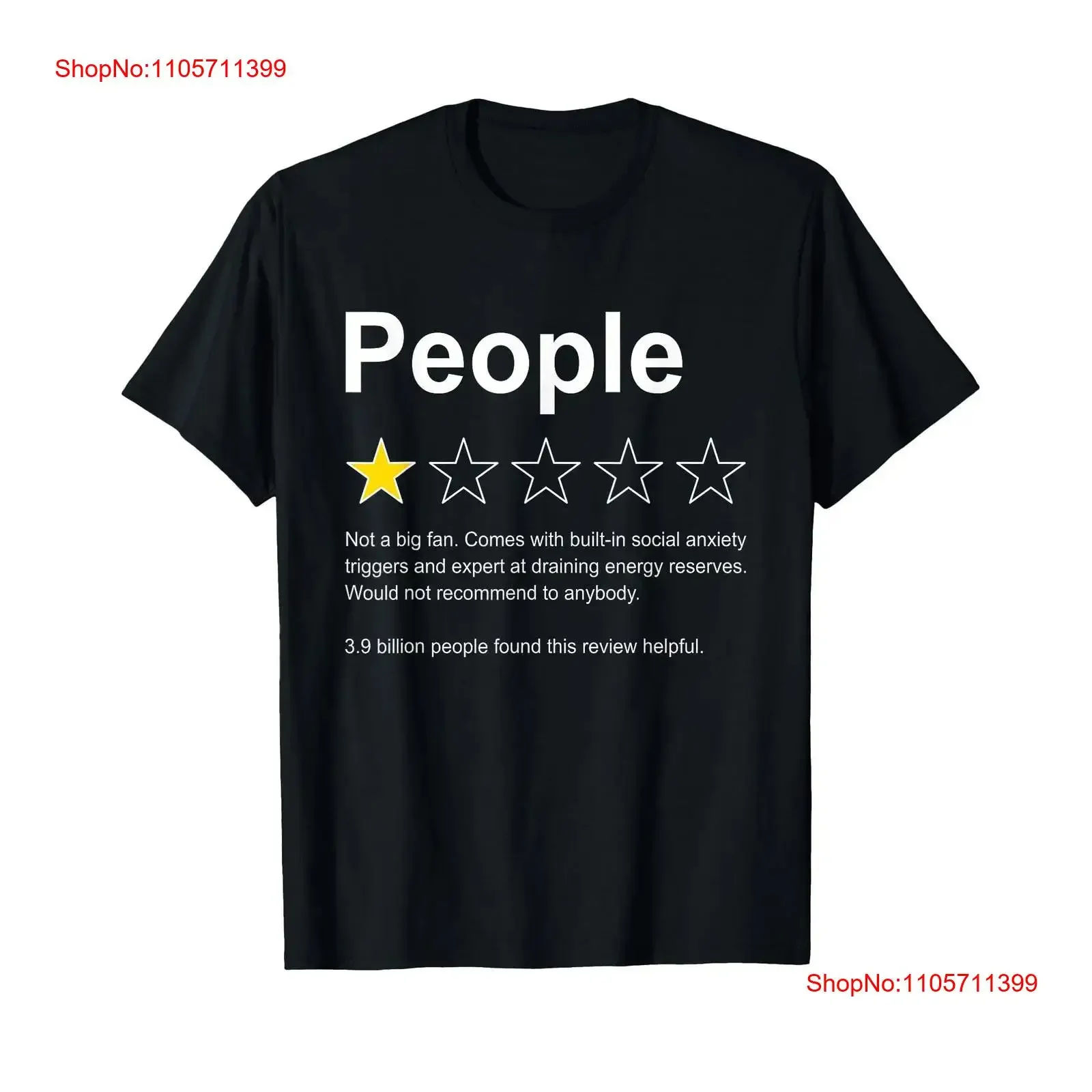 People One Star Rating Would Not Recommend Funny Introverts T Shirt long or short sleeves vintage Washed fashion