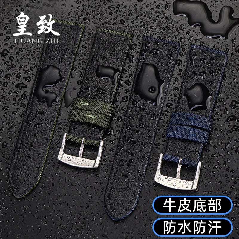 시티즌 에코 드라이브 시계 밴드, 세이코 티쏘 TIMEX 나일론 캔버스 가죽 시계 스트랩, 남성용 팔찌, BM8475, BM7140, 20mm, 22mm, 24mm