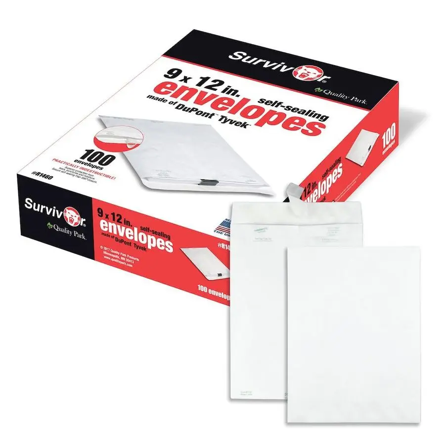 

Survivor 9 x 12 Catalog Envelopes made with DuPont Tyvek Material, Self Sealing, Puncture, Tear amp Moisture Resistant, 100 Box