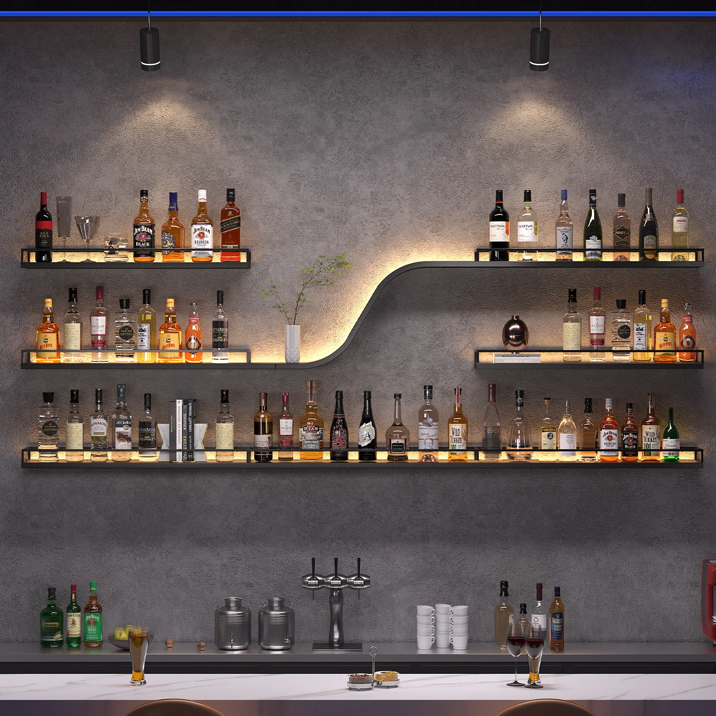 

Designer Shelves Bar Cabinet Living Room Storage Kitchen Restaurant Display Wine Cabinet Modern Estante Chinese Style Furniture