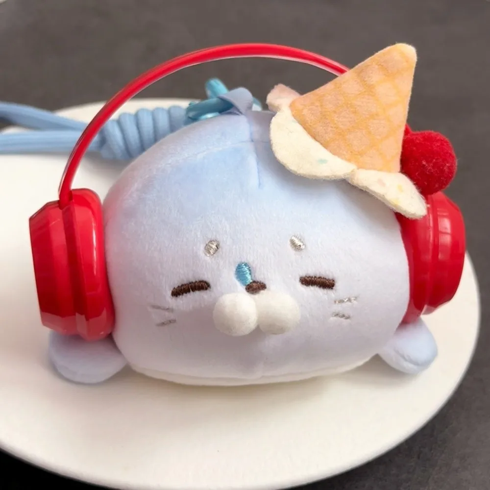 Soft Ice Cream Seal Keychain Sakura Sea Dog Pendant Stuffed Cute Toast Seal Keyring Hanging Decoration