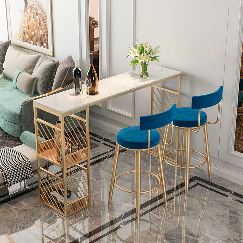 

Nordic small apartment marble bar table, living room storage high table, leisure bar, milk tea shop, bar table and chairs