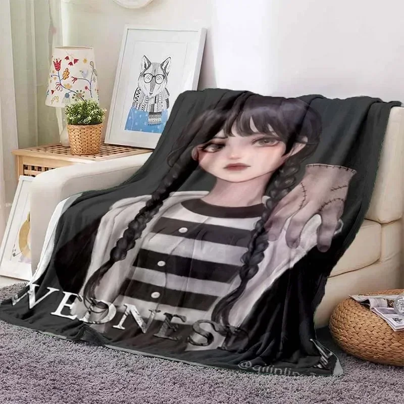 Wednesday Adams Blanket, Flannel Blanket, Sherpa Warm Blanket Children\'s Blanket Bedroom Sofa Picnic Outdoor Birthday Gift