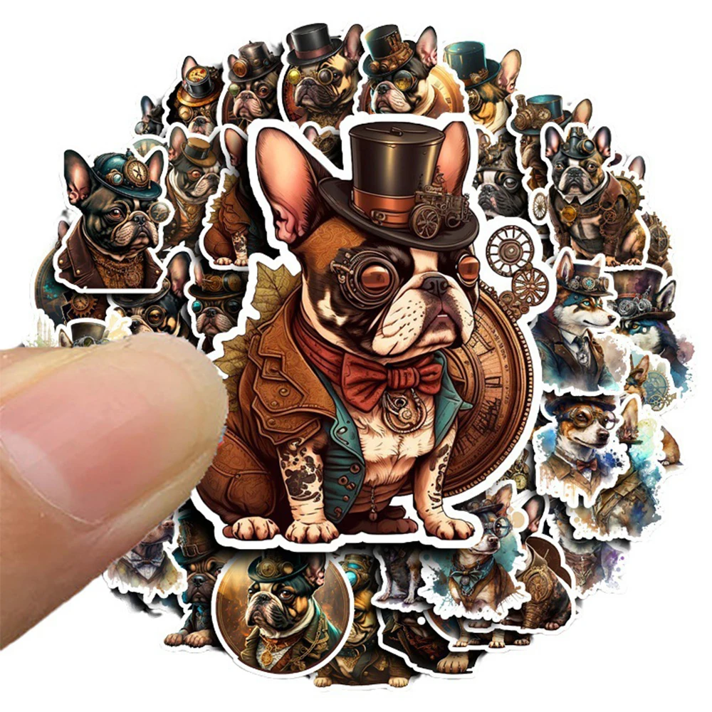 10/30/50PCS Punk Metal Mechanical Gear Dog Graffiti Stickers for Kids Cool Animal Cartoon Decals Toys DIY Skateboard Bicycle Car