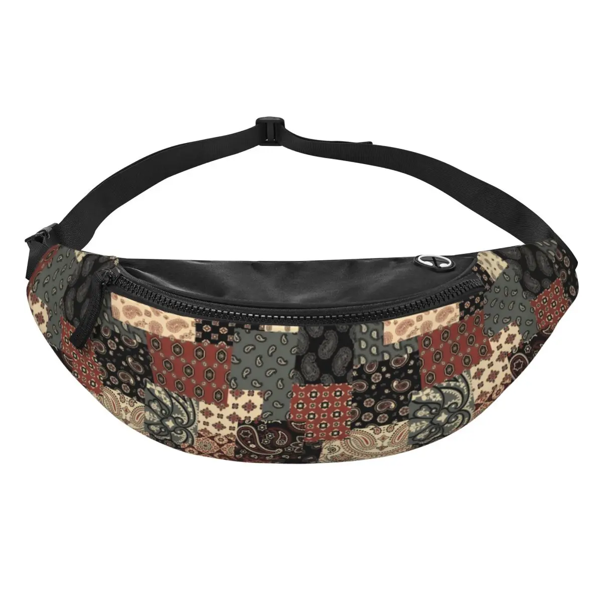 Custom Classic Paisley Collage Fanny Pack for Men Women Cool Crossbody Waist Bag Cycling Camping Phone Money Pouch