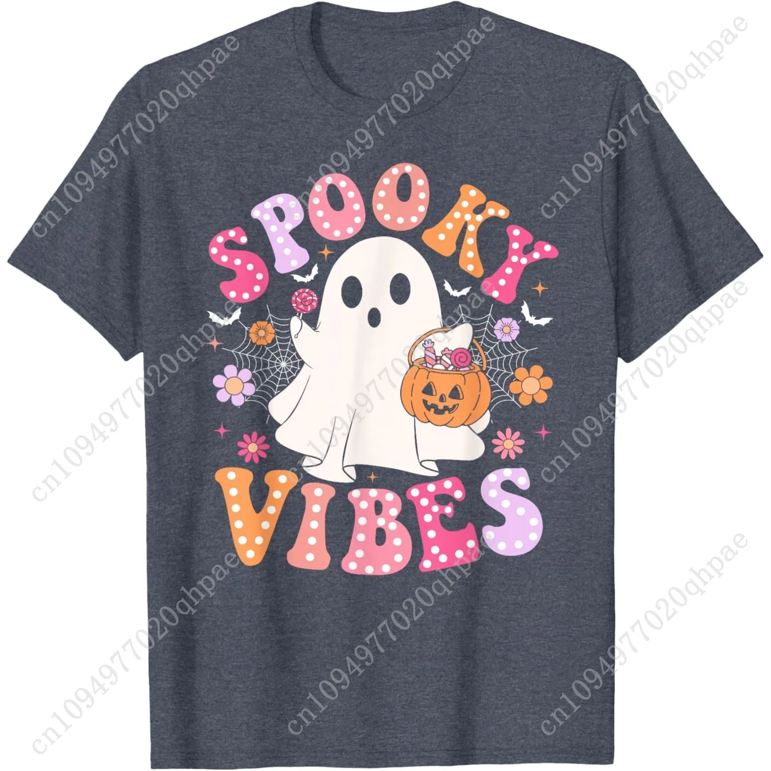 Spooky Vibes Ghost Retro Groovy Halloween Donna Ragazza T-shirt per bambini