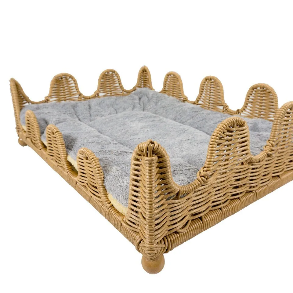 

#For 3 pieces washable woven cat nest, universal semi-closed cat summer pet nest in all seasons, breathable rattan cat