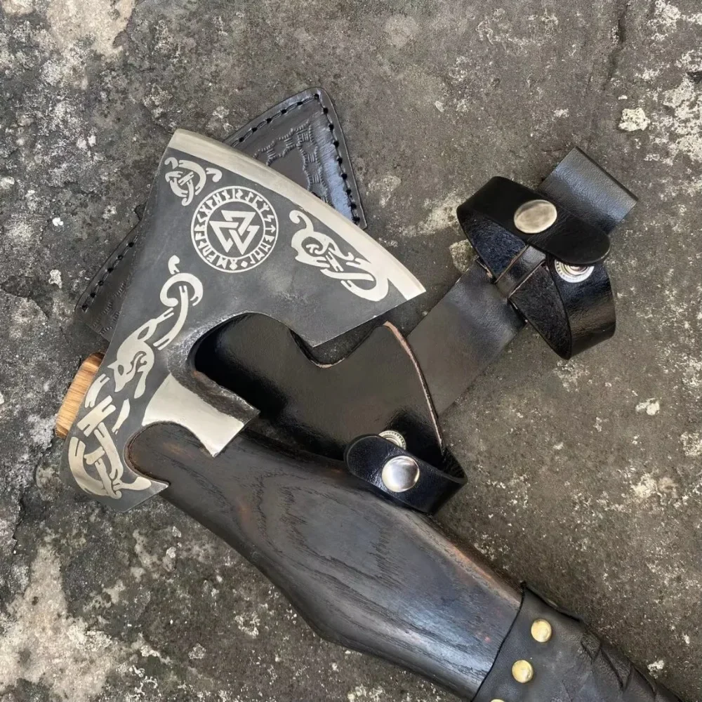 Custom handmade Damascus Viking axe