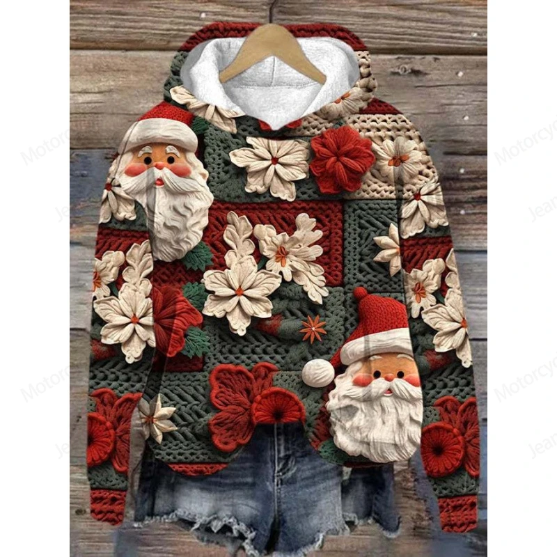 

New Santa Claus 3d Print Hoodie Christmas Sweatshirt Women Fashion Christmas 3d Hoodies Women Sweat Snowflake Coat Xmas Hoodie