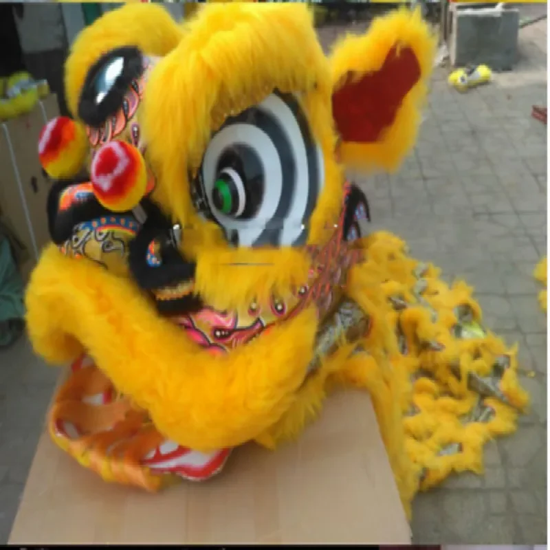 Chinese Folk Art Lion Dance Mascot Costume Wool Southern Lion for Two Adults Hot Promotion Carnival Halloween Xmas AD Clothes