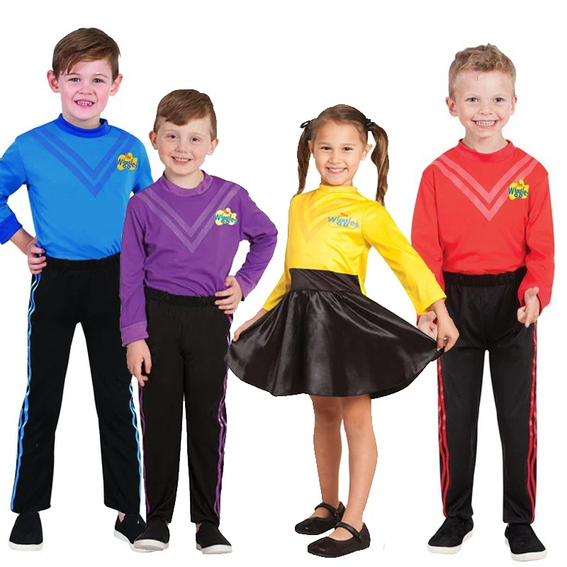 Unisex Kids Simon Anthony Lachy Wiggle Costume Boys Emma Wiggle Costume For Girls Halloween Fancy Dress Up Purim Party Outfit NS