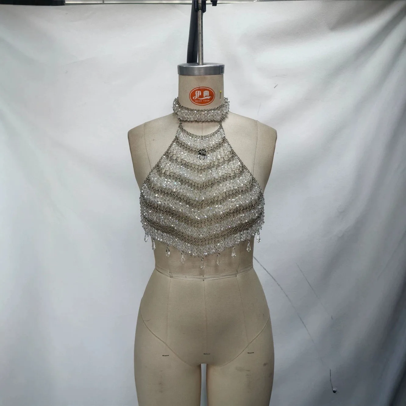 New European And American Style Women's Handmade Chain Transparent Top Vest Body Chain Chest Chain