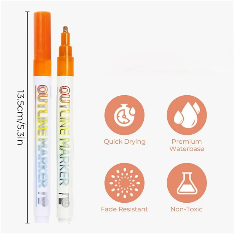 A42Z-12 Colors Glitter Gel Pens Sets, Outline Marker Double Line Pen  Markers Colorful Art Pens For Writing